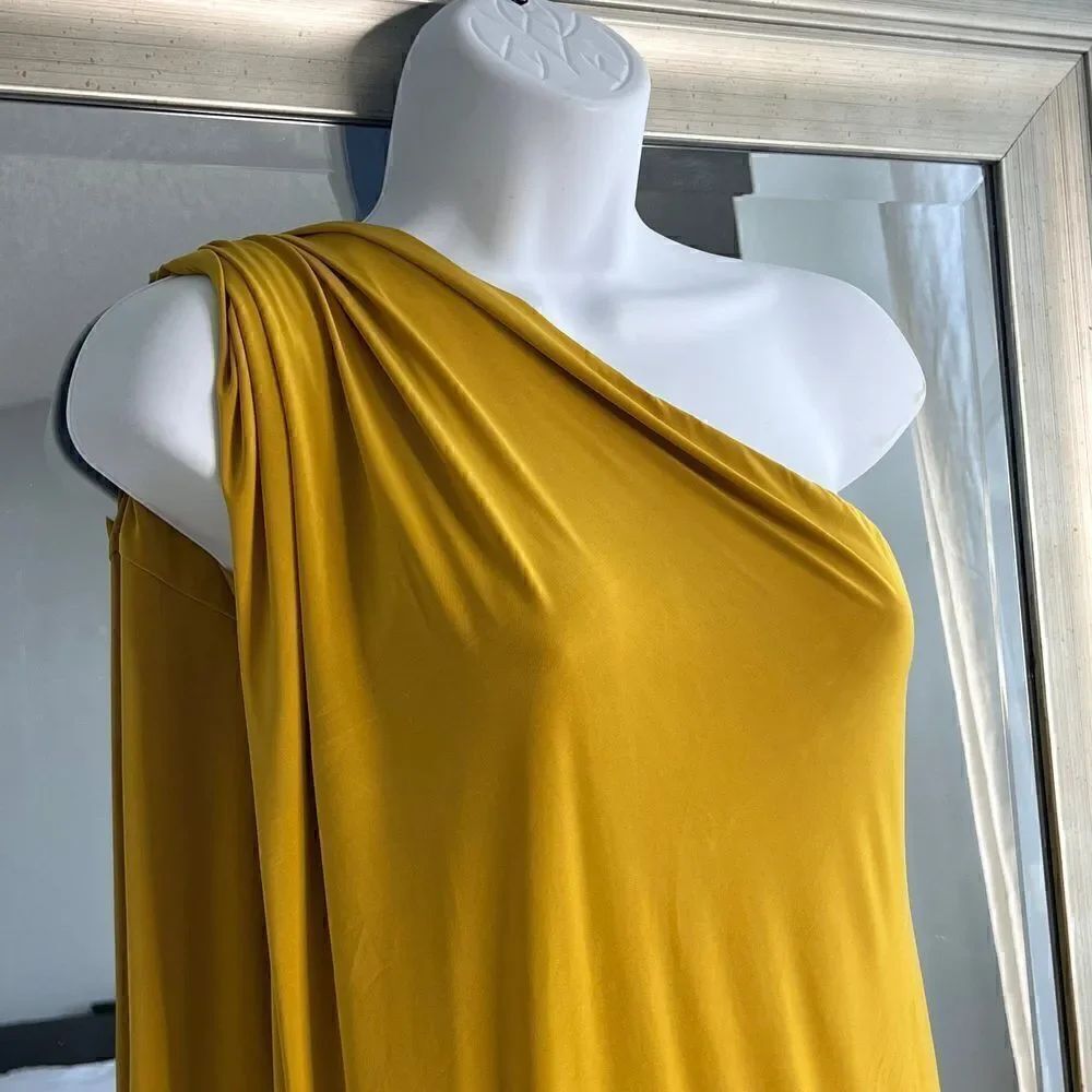 NASTYGAL Collection Double Layer Dress One Shoulder Mustard ColorSize 0 - Picture 5 of 12